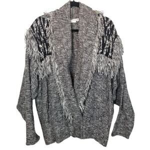 Vintage Womens Fringe Boho Western Cardigan Sweater Size M Hippie Festival